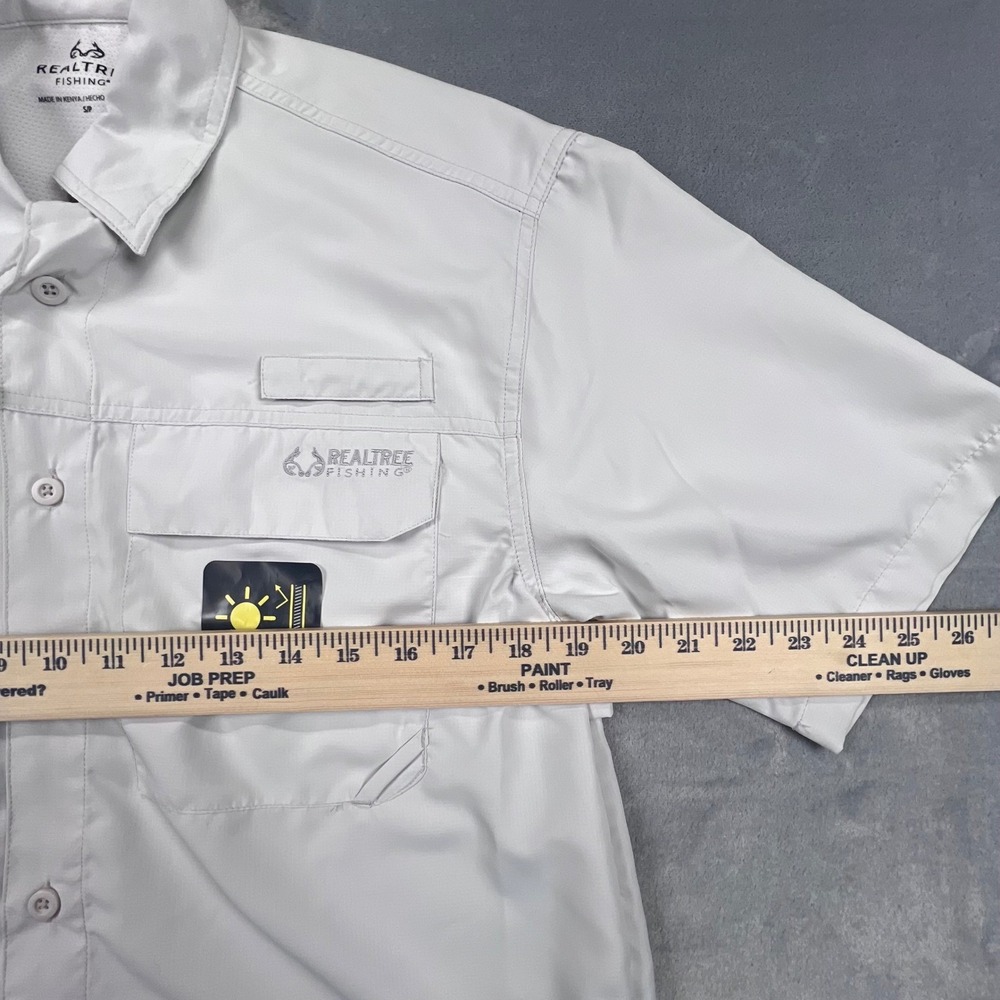 Realtree Fishing Shirt Mens Small Gray Short Sleeve UPF 50+ Ripstop Button Down - Picture 6 of 11